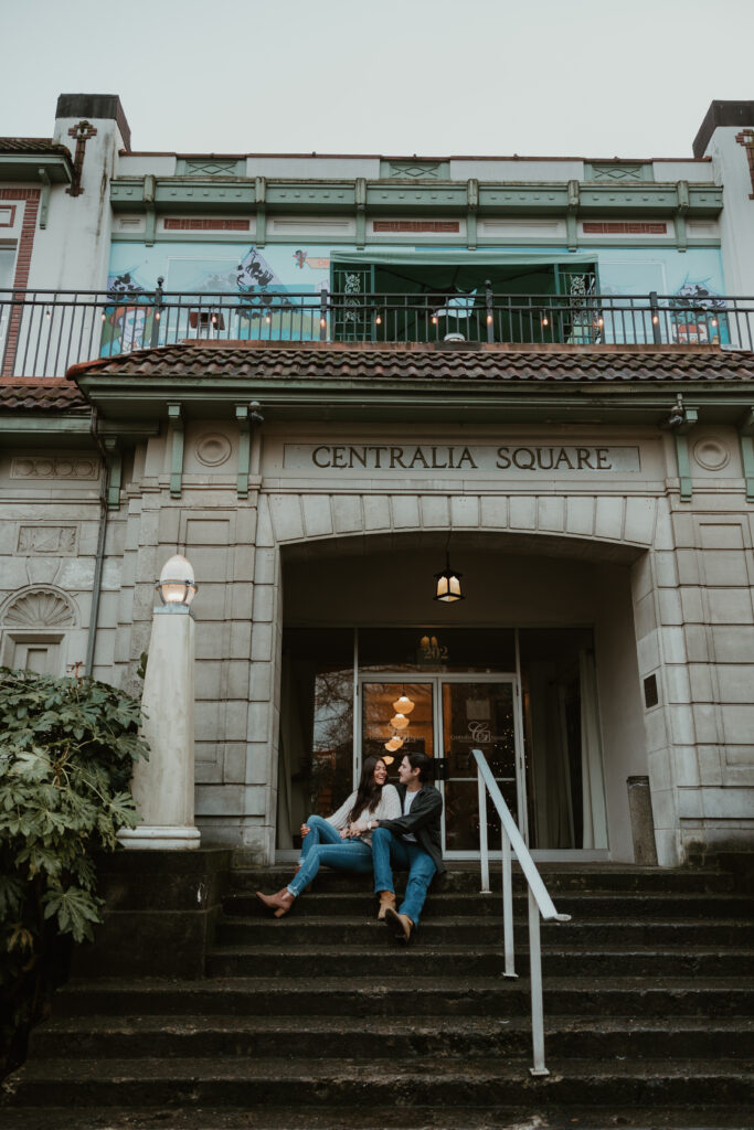 couple sitting at centralia square